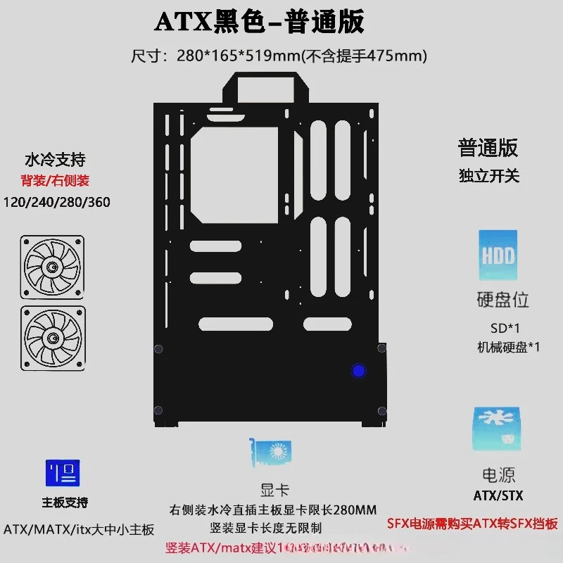 Case PC Verticale Open Chassis - Pc Gaming Case recensione e prezzo
